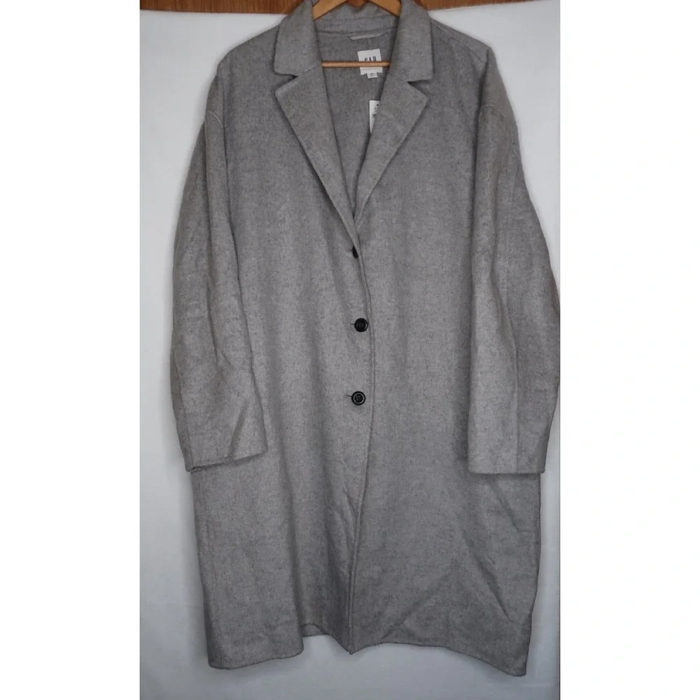 NWT GAP Wool Coat Special Gray Minimalist Long Coat Jacket Women's XXL Cozy‎